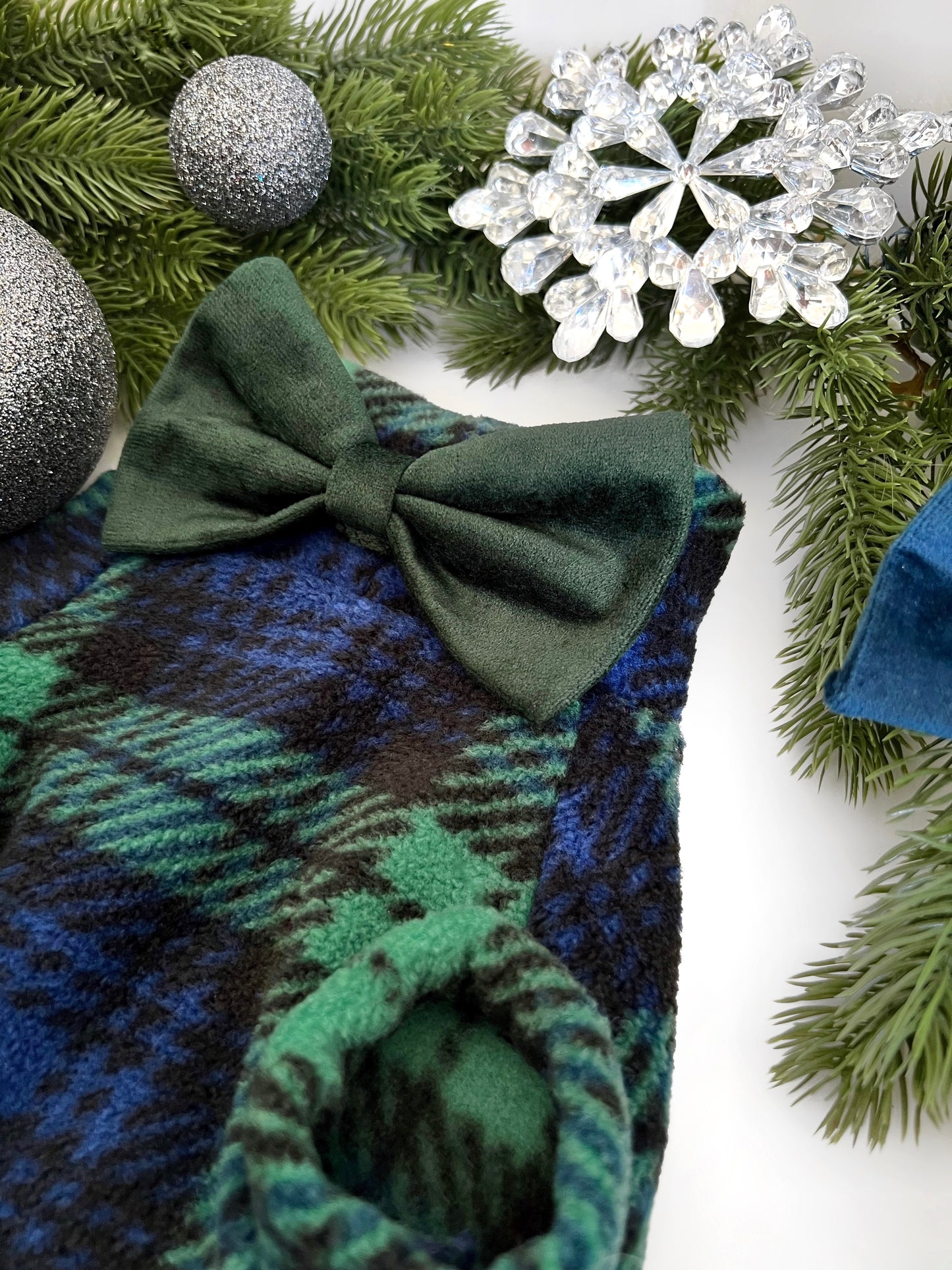 Close up of tartan fleece