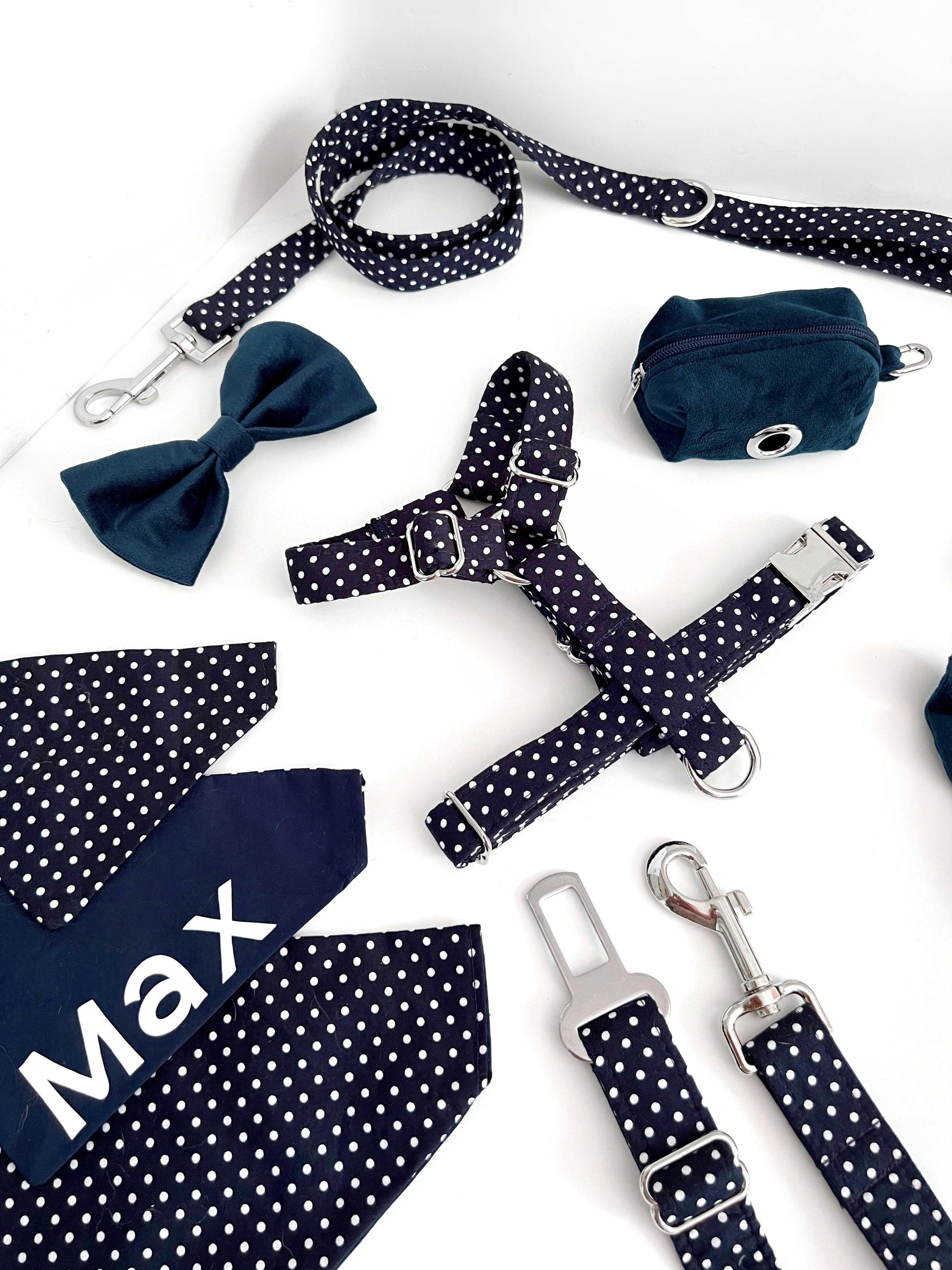 Full collection - navy polka dot