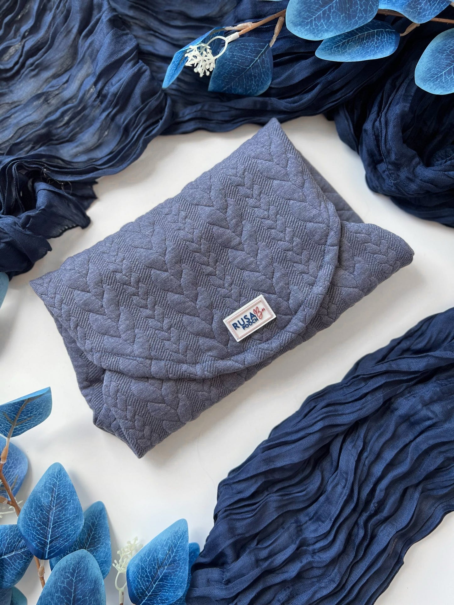 Custom Made | Cable Knit Jersey | Two Legged - Denim Blue
