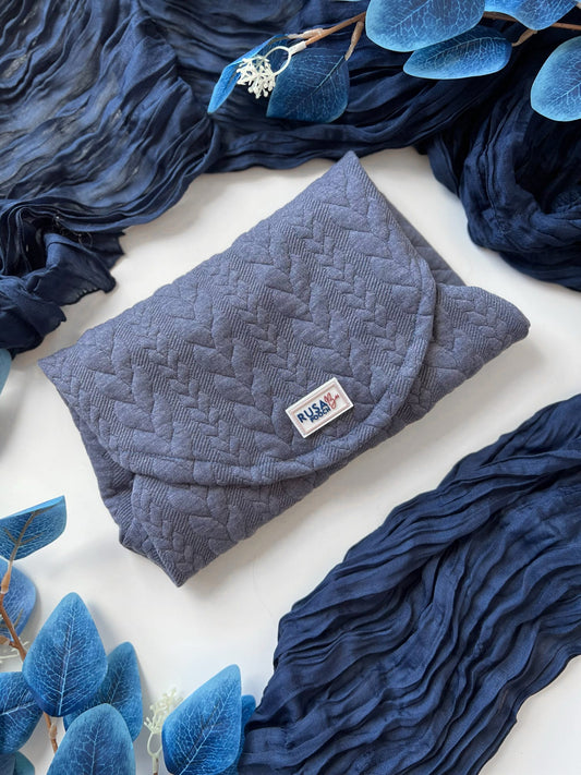 Custom Made | Cable Knit Jersey | Tankie - Denim Blue