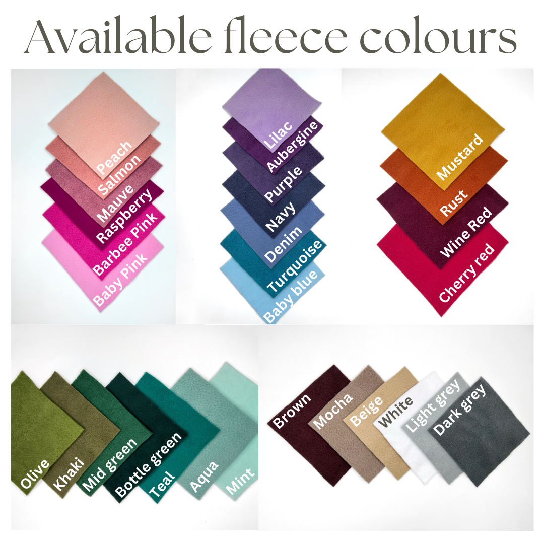 Colour chart showing all the fleece we stock 