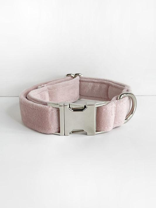 Light pink velvet luxury handmade dog collar 