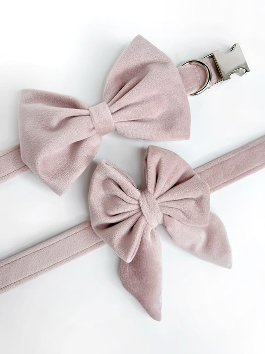 Pink velvet bow tie and sailor bow
