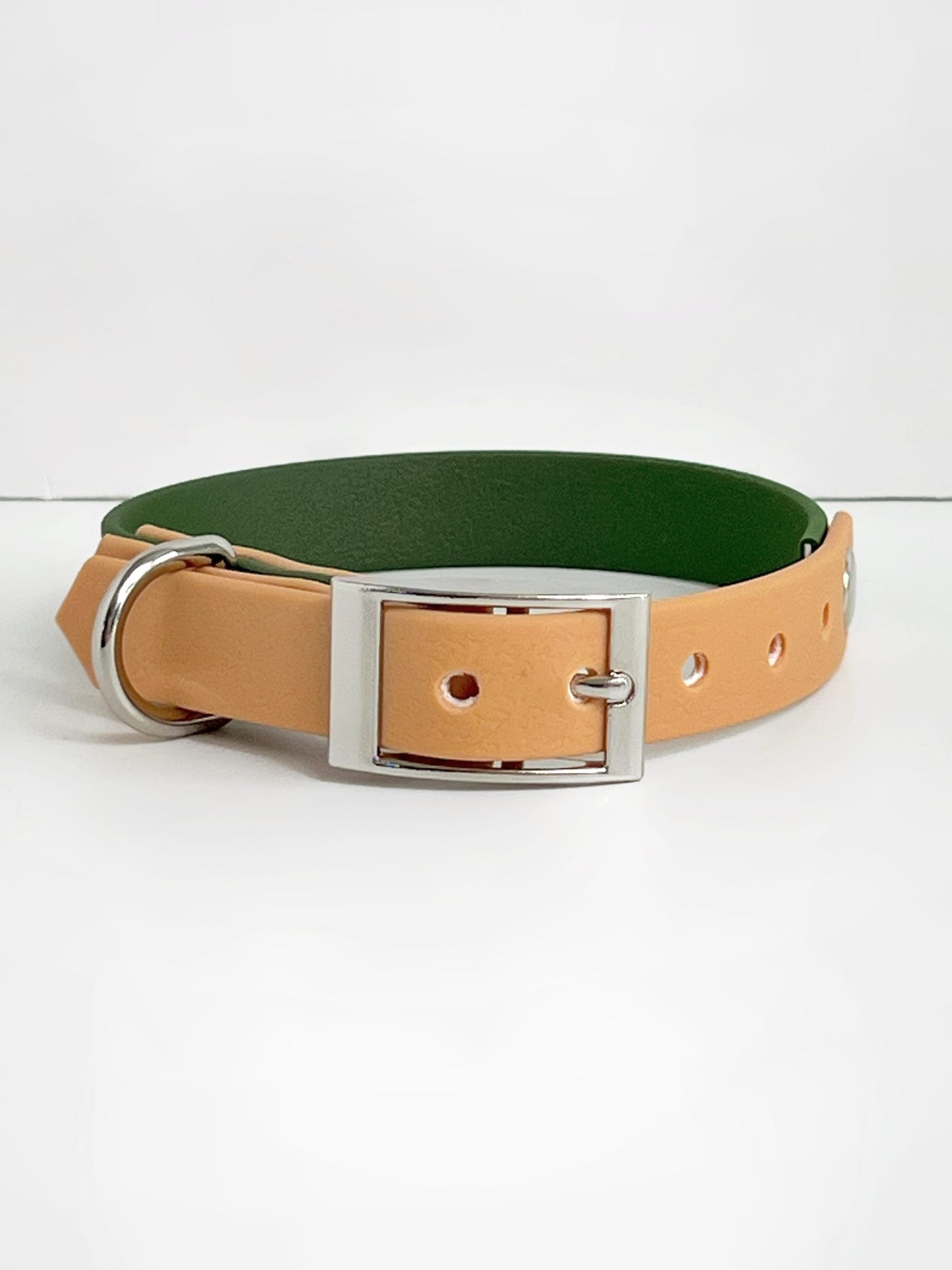 Double colour orange and green waterproof dog collar