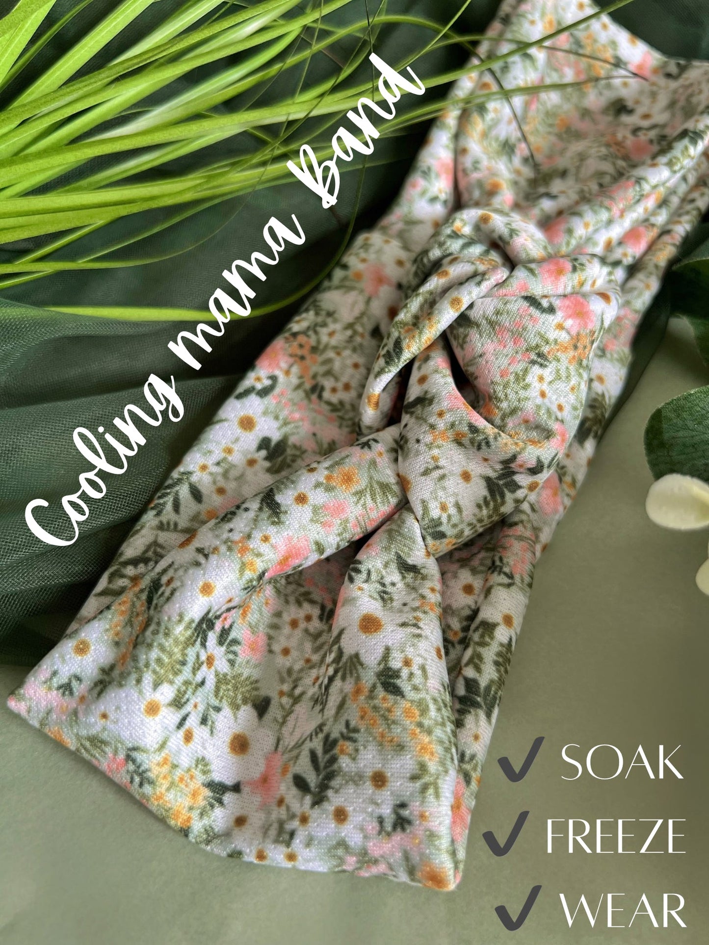 Benefits of our green floral cooling headband
