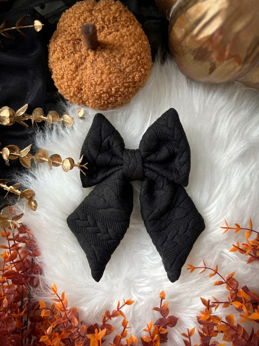 Custom Made | Sailor Bow - Black Cable Knit