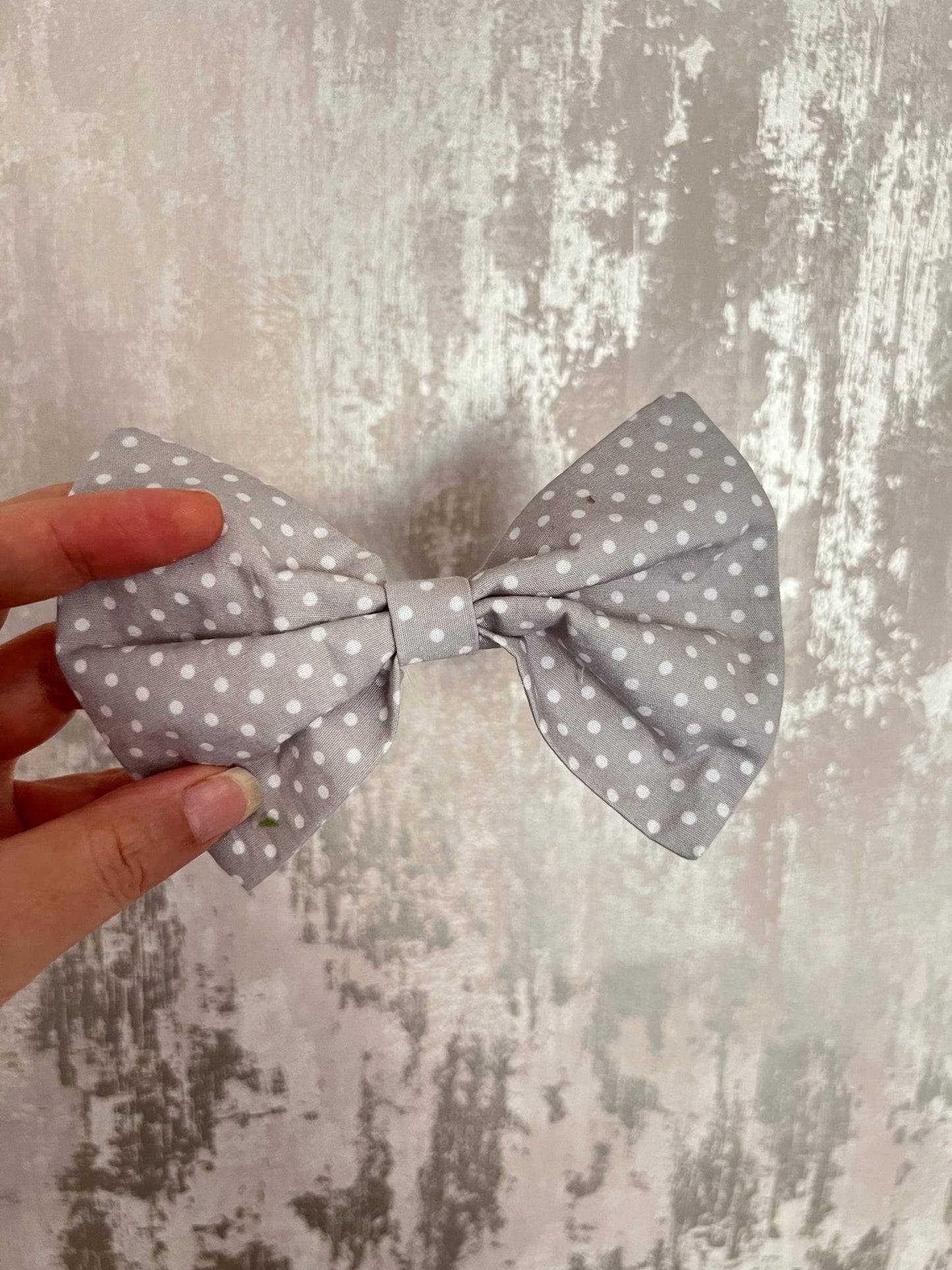 Fabric | Bow tie L - Grey Polka Dot