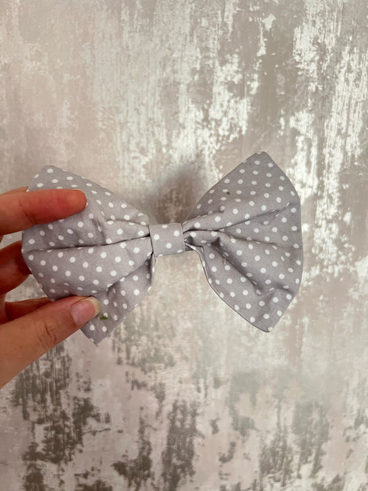 Fabric | Bow tie L - Grey Polka Dot