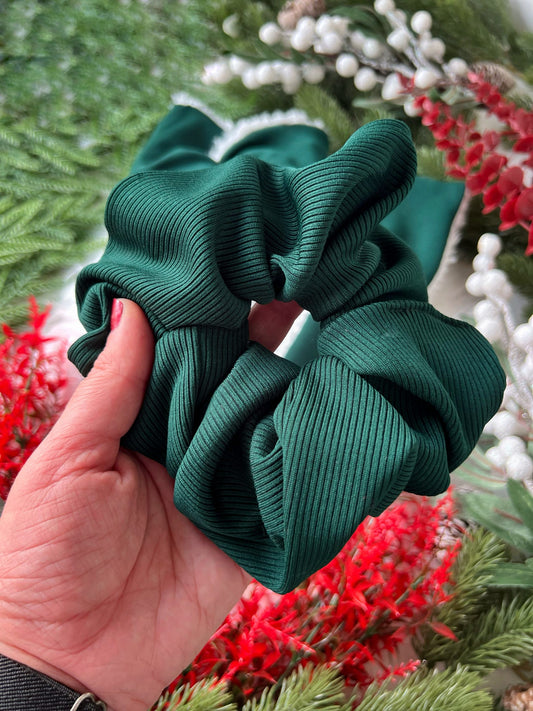 Custom Made | Scrunchie - Festive Green Rib