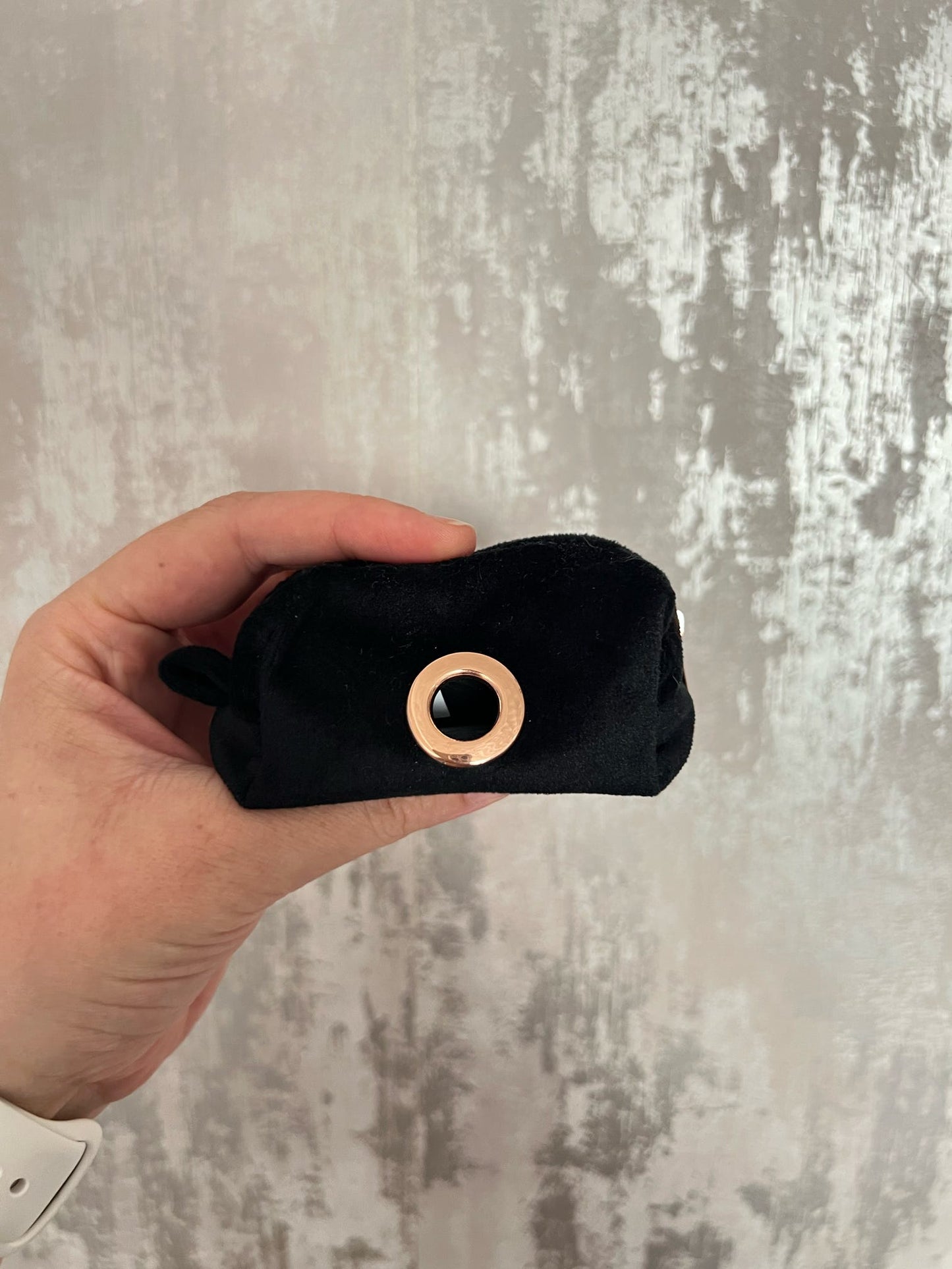Poo Bag Holder | Fabric - Black/Rose Gold