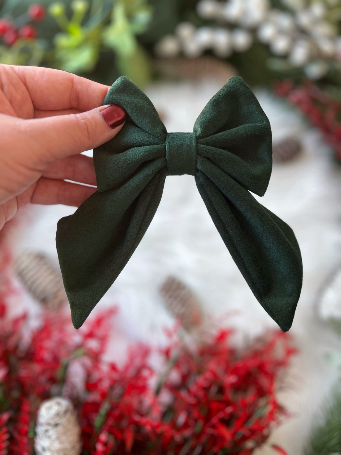 Custom Made | Bows - Emerald Green Velvet