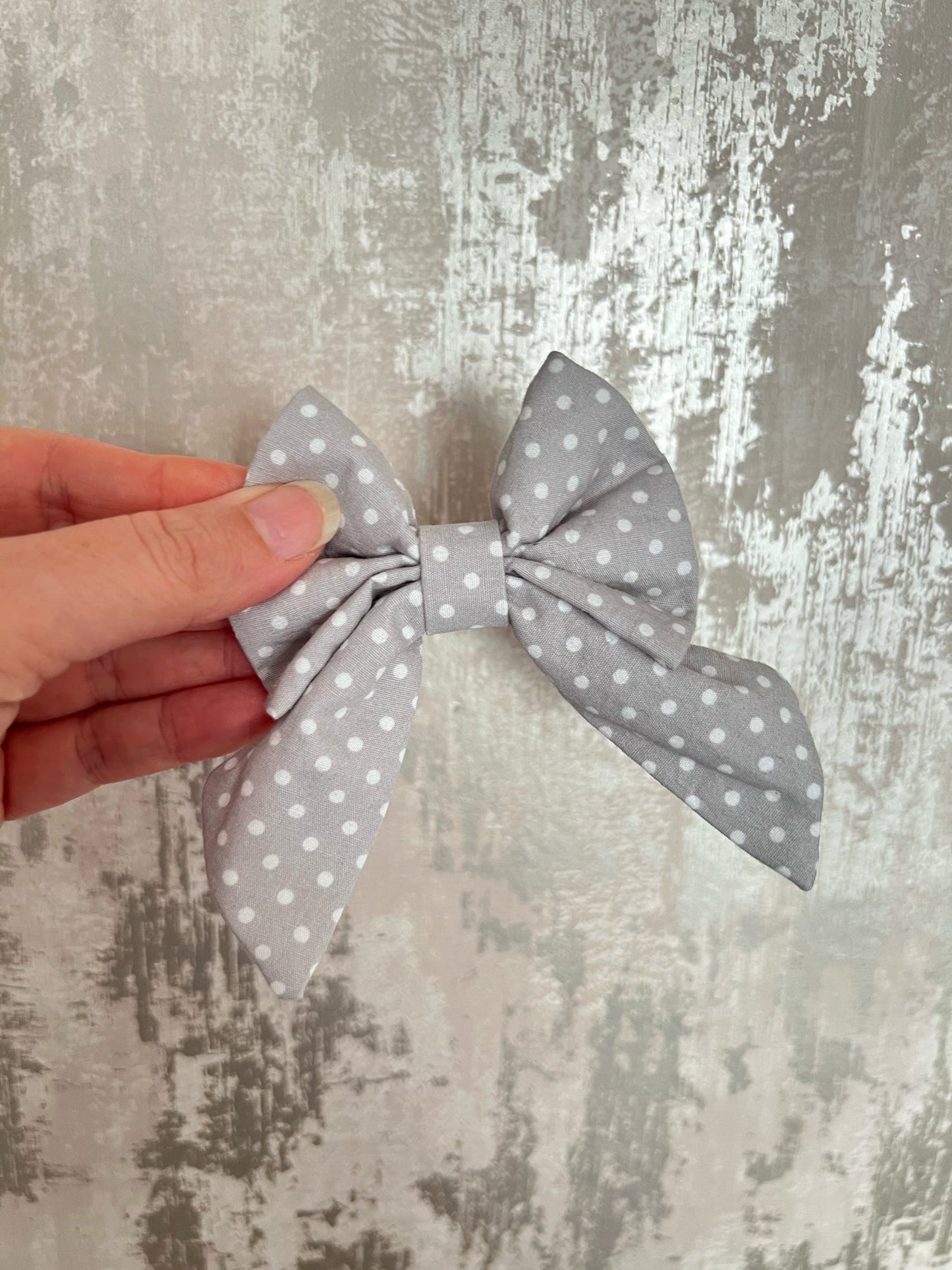 Fabric | Sailor Bow - Grey Polka Dot
