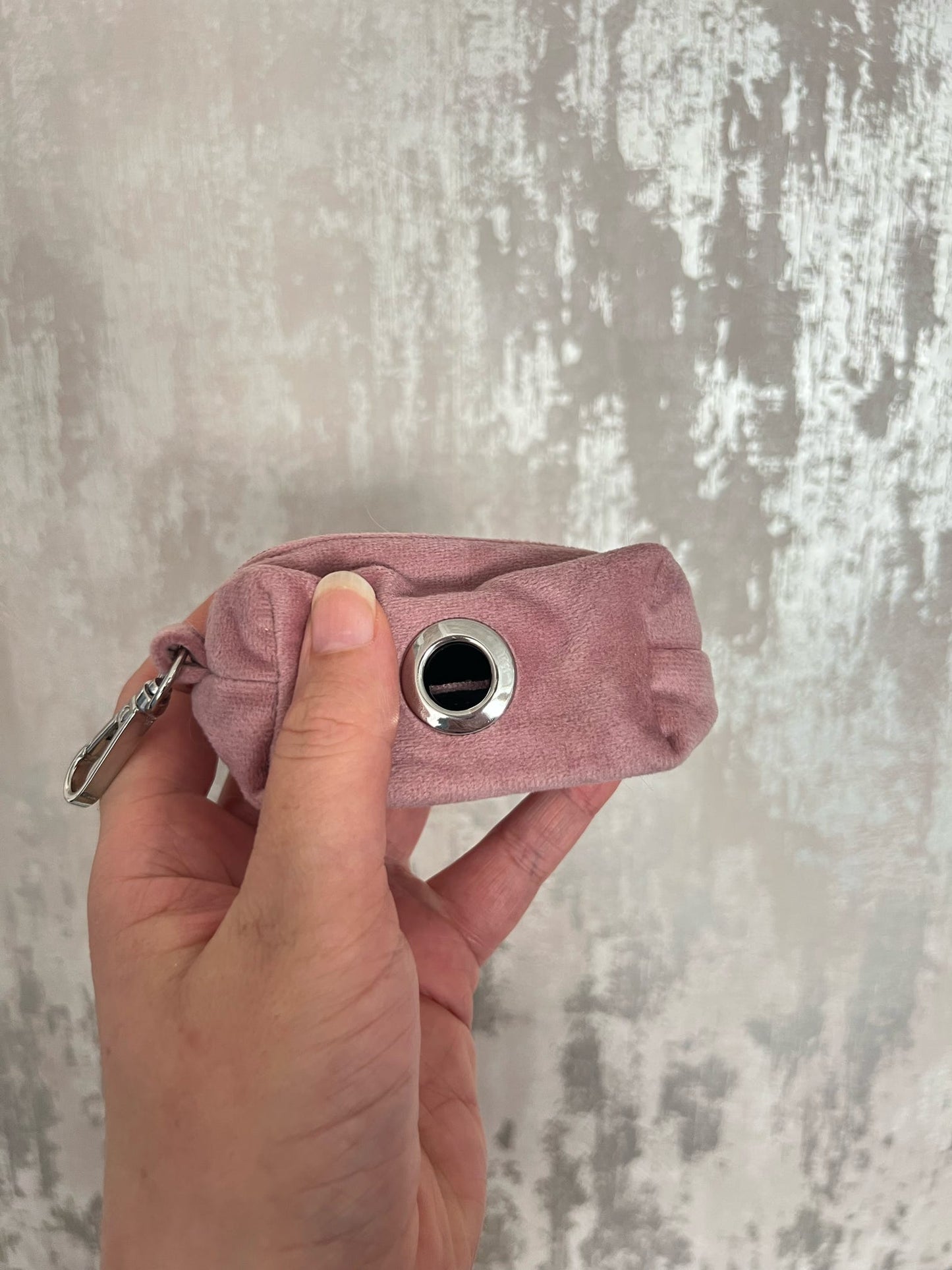 Poo Bag Holder | Fabric - Dusky Pink/Silver