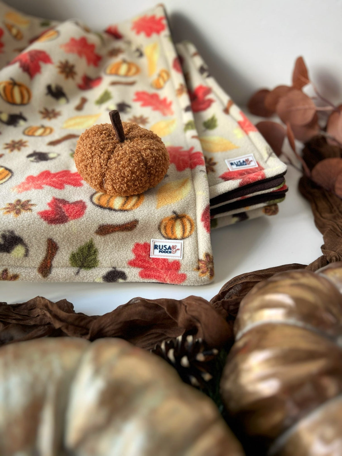 Ready To Ship | Blanket | Polar Fleece - Autumn Pumpkin Print