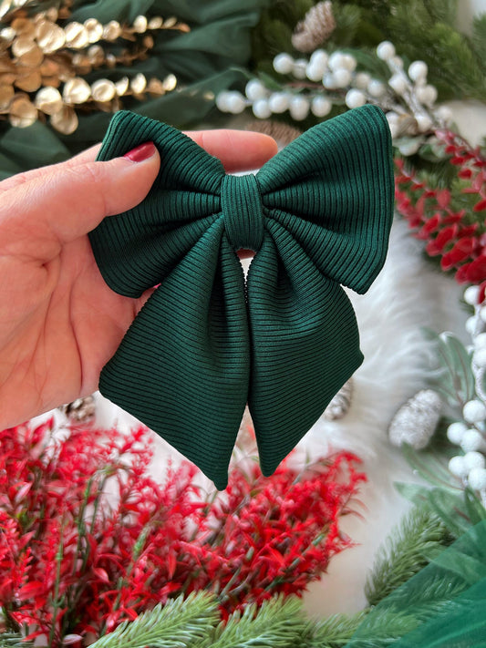 Custom Made | Sailor Bow - Festive Green Jersey Rib