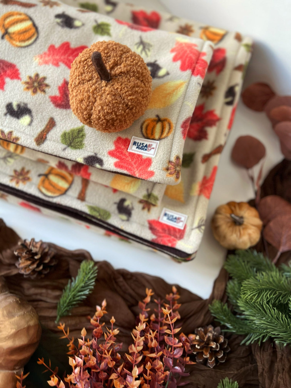 Ready To Ship | Blanket | Polar Fleece - Autumn Pumpkin Print