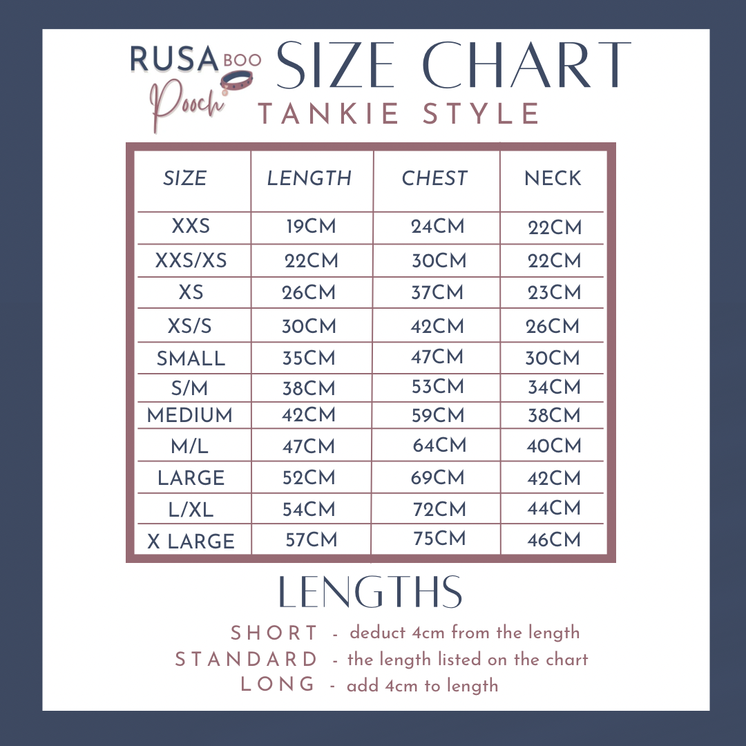 Size guide for fleeces