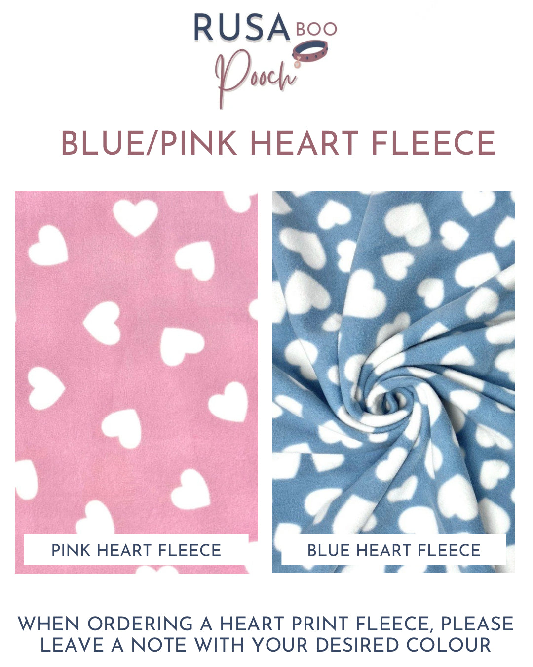 Fleece - Polar Fleece | Four Legged - Blue/Pink Hearts