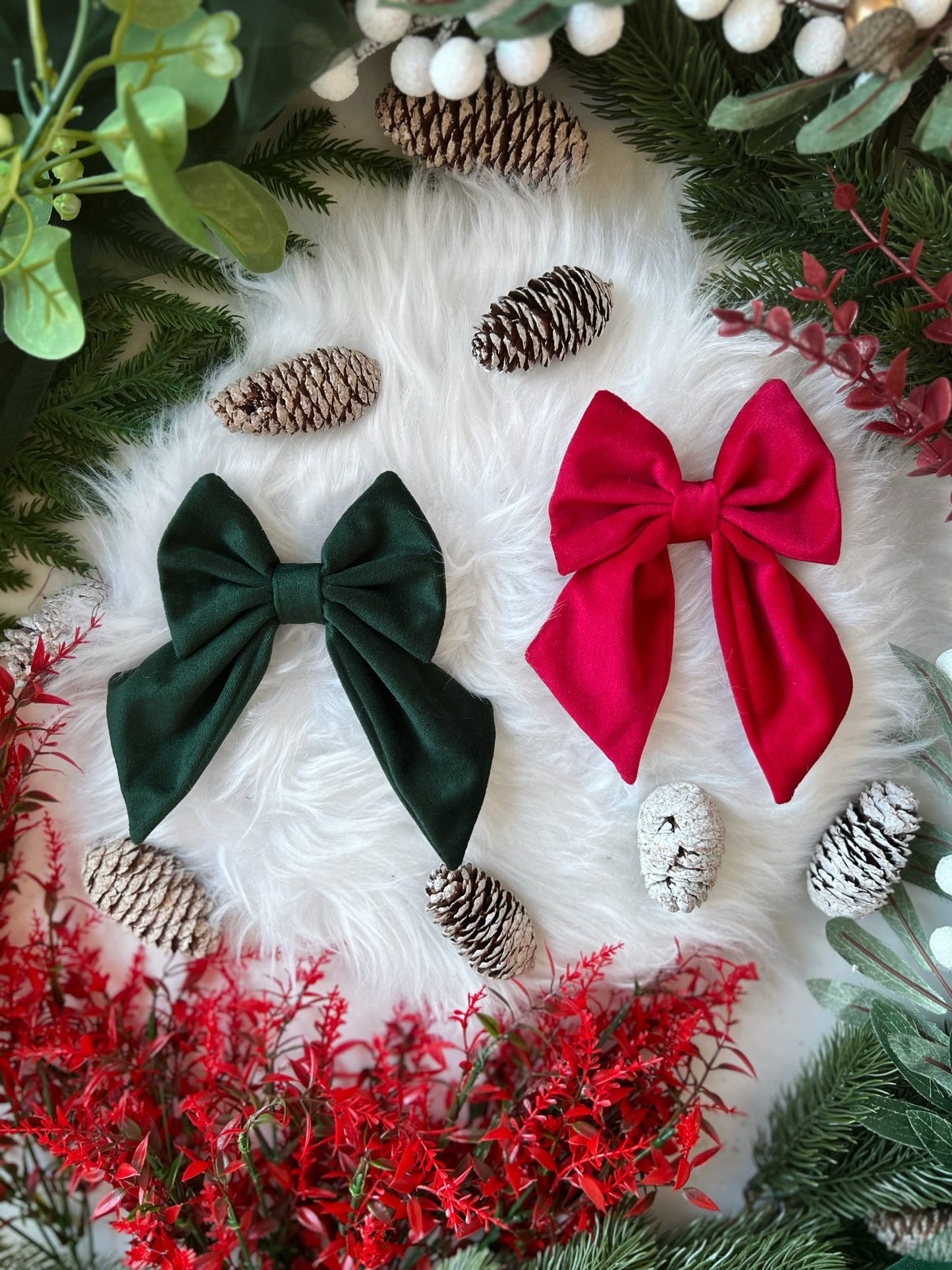 Custom Made | Bows - Emerald Green Velvet
