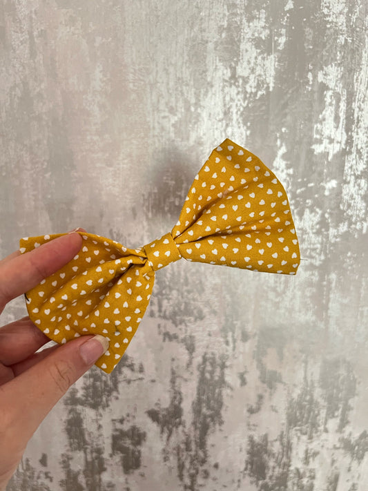 Fabric | Bow tie L - Mustard Hearts