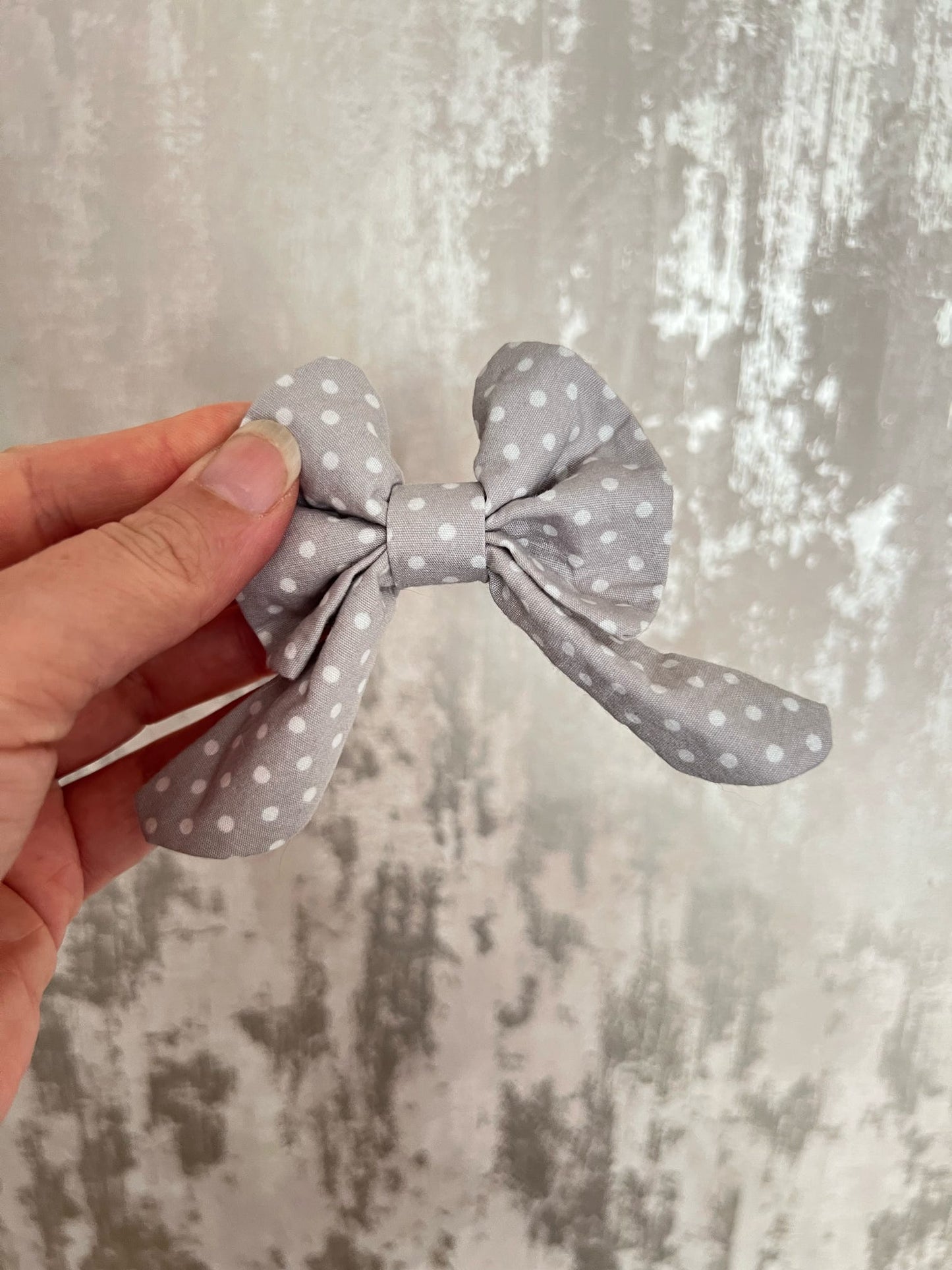 Fabric | Sailor Bow - Grey Polka Dot
