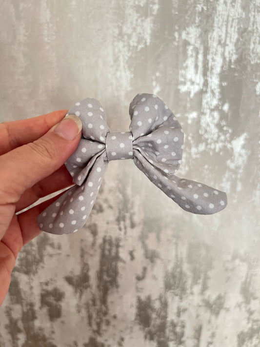 Fabric | Sailor Bow - Grey Polka Dot