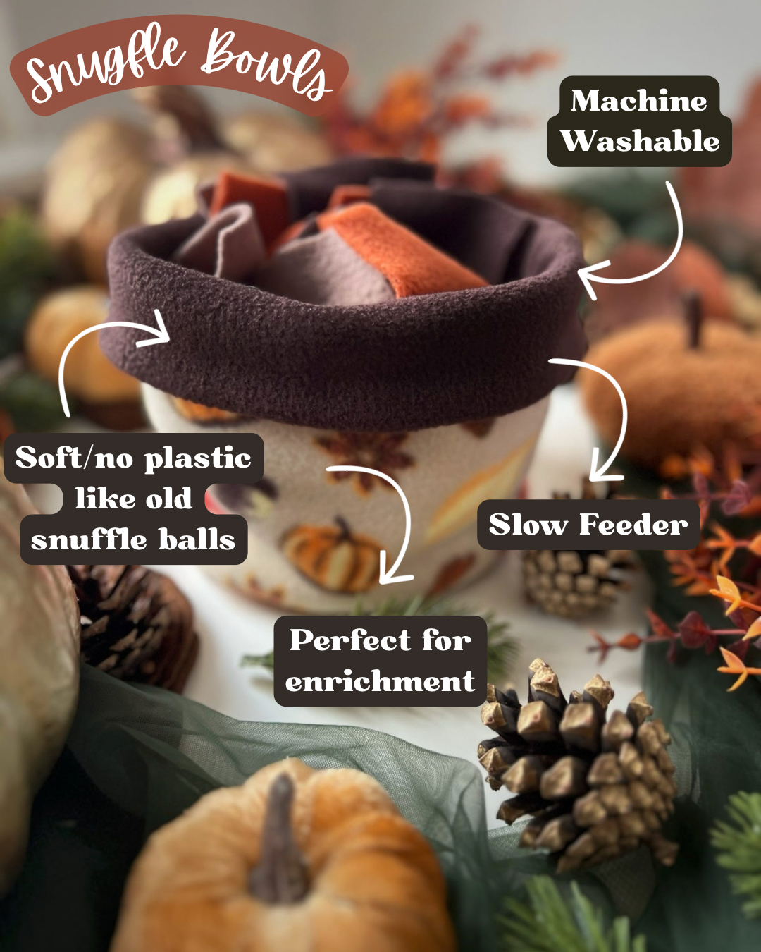 Ready To Ship | Snuffle Bowl - Autumn Pumpkin Print
