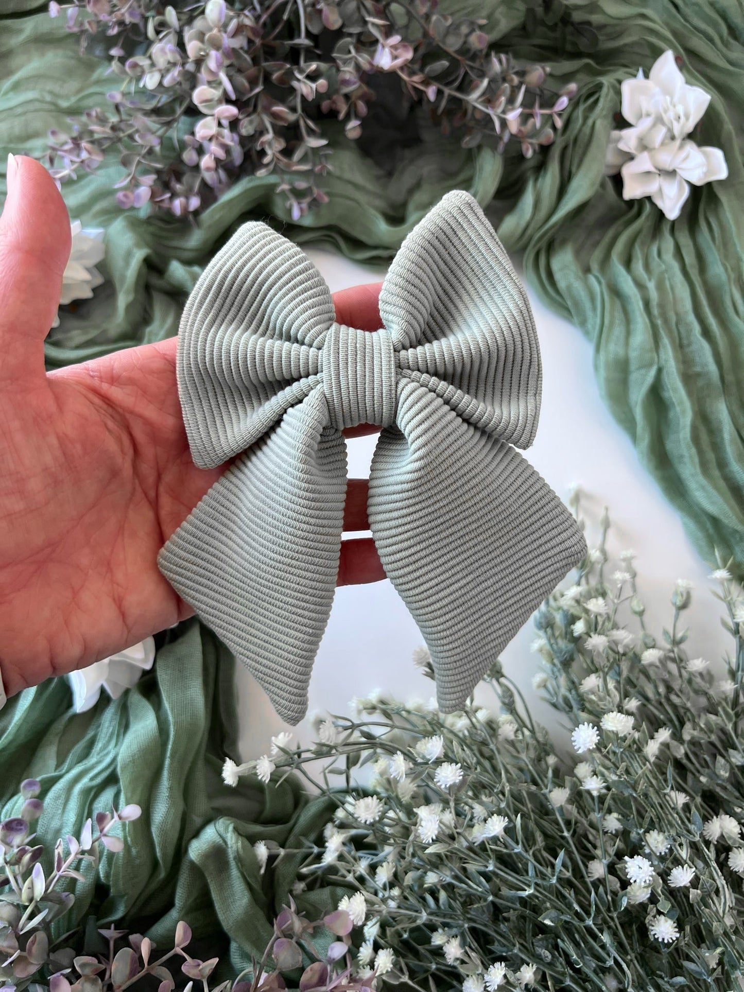 Ready To Ship | Sailor Bow - Pistachio Jersey Rib
