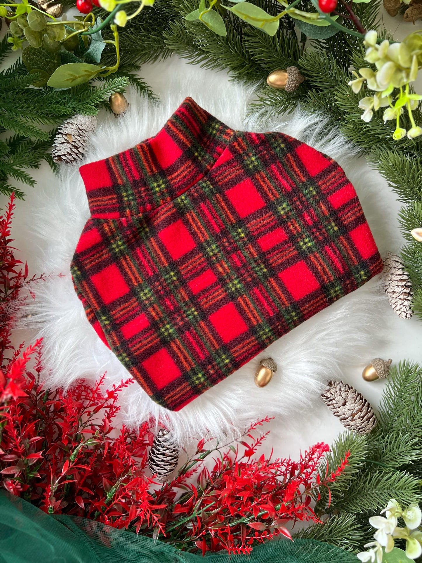 Custom Made | Polar Fleece | Tankie - Christmas Tartan