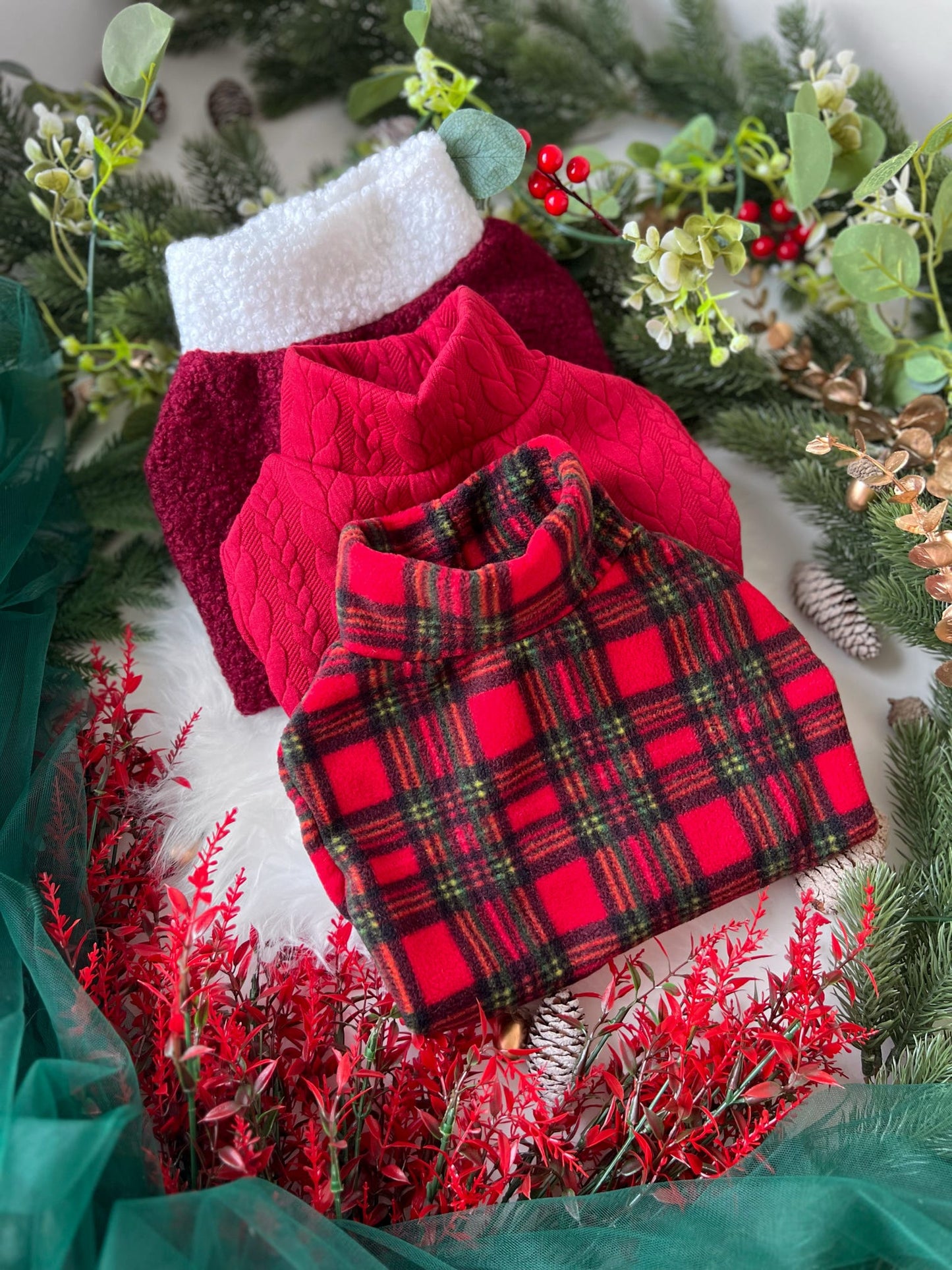 Custom Made | Polar Fleece | Tankie - Christmas Tartan
