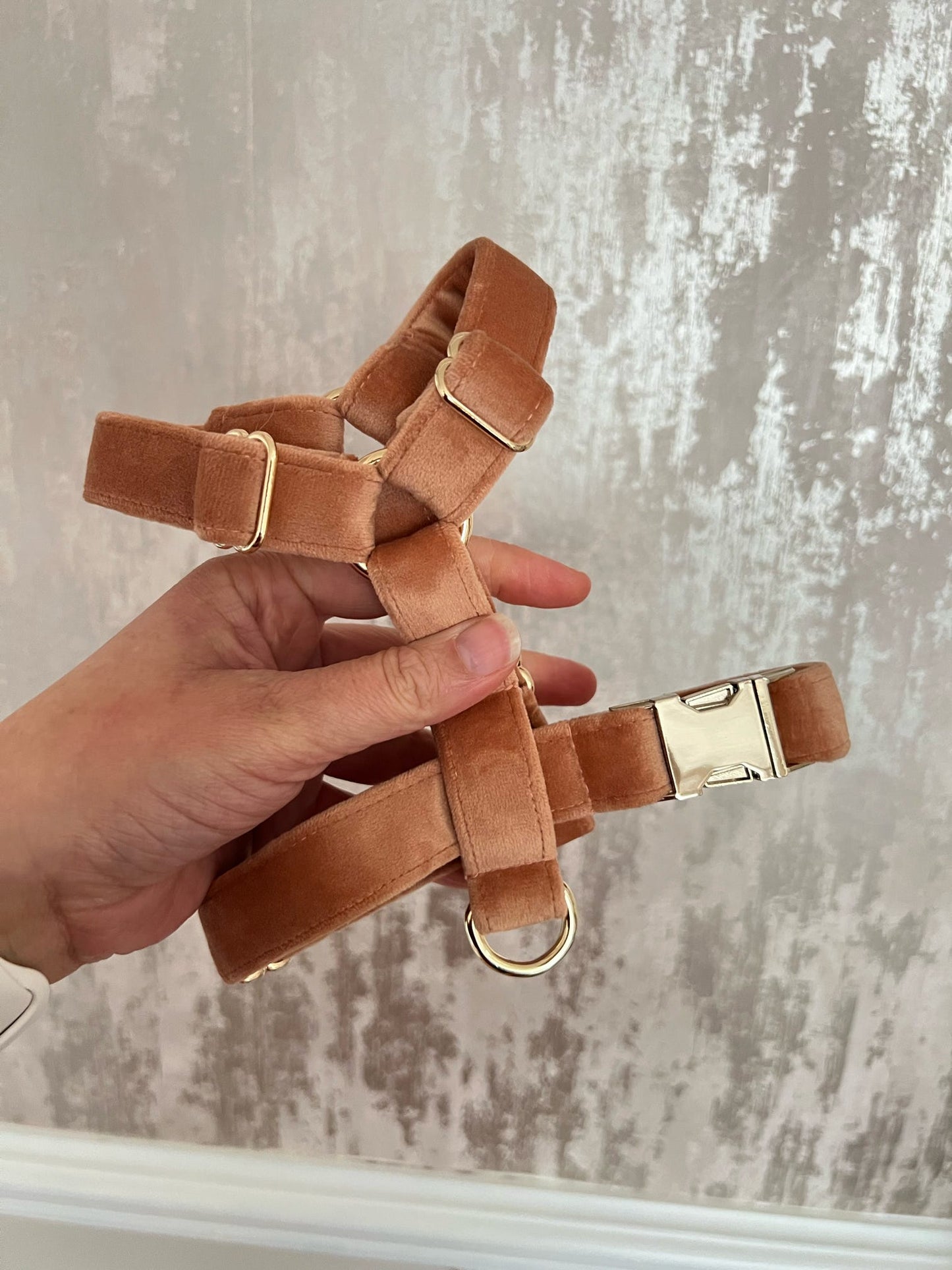 Harness | Fabric | Small - Peach Velvet