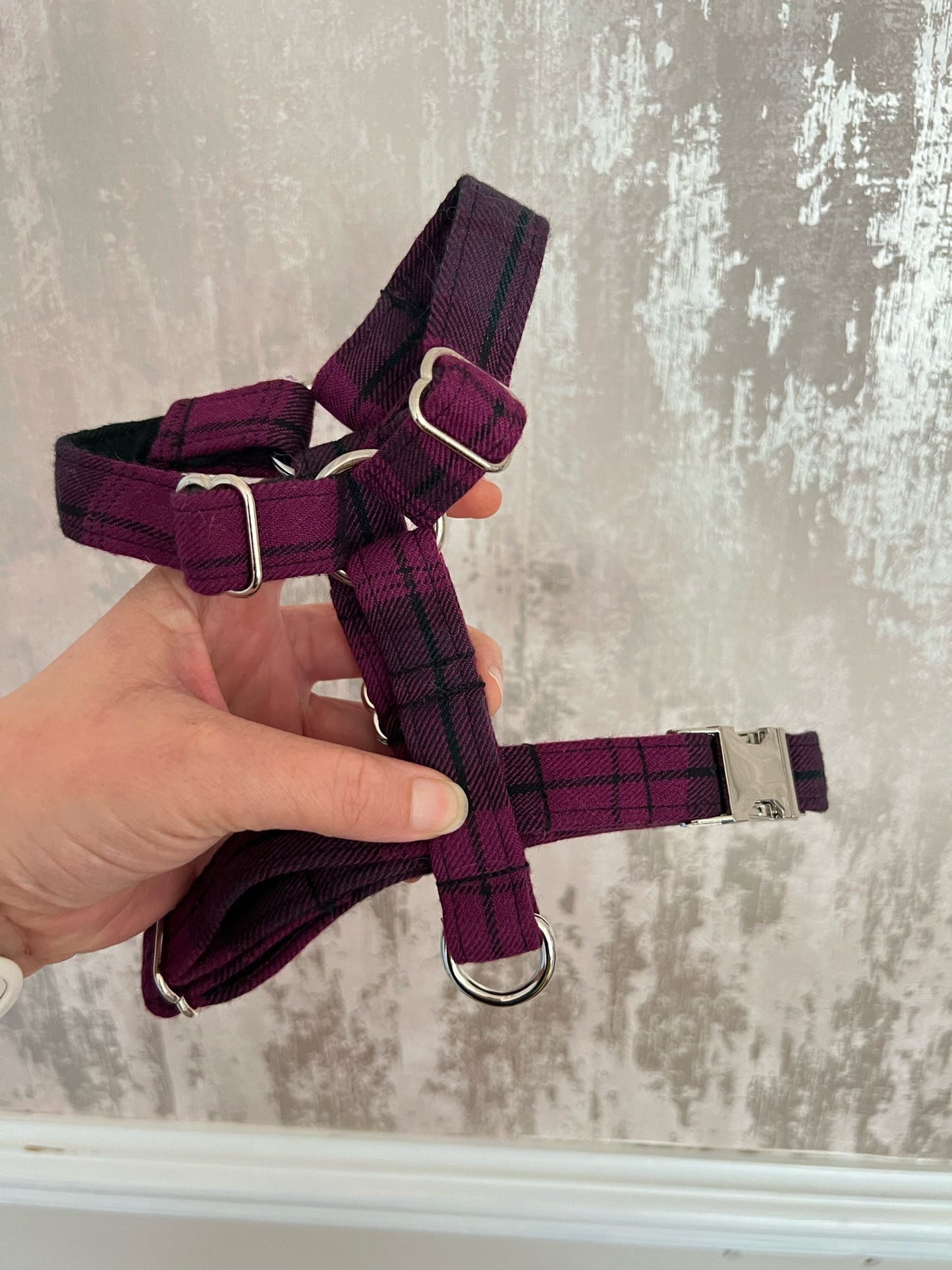 Harness | Fabric | Small - Purple Tartan