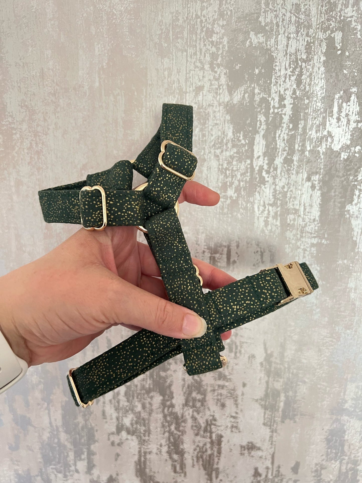 Harness | Fabric | Small - Green & Gold