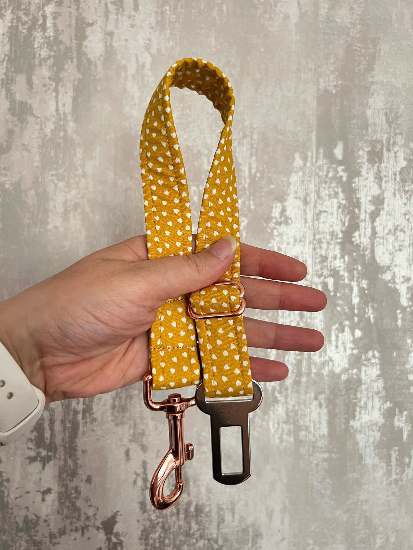 Seatbelt | Fabric - Mustard Hearts
