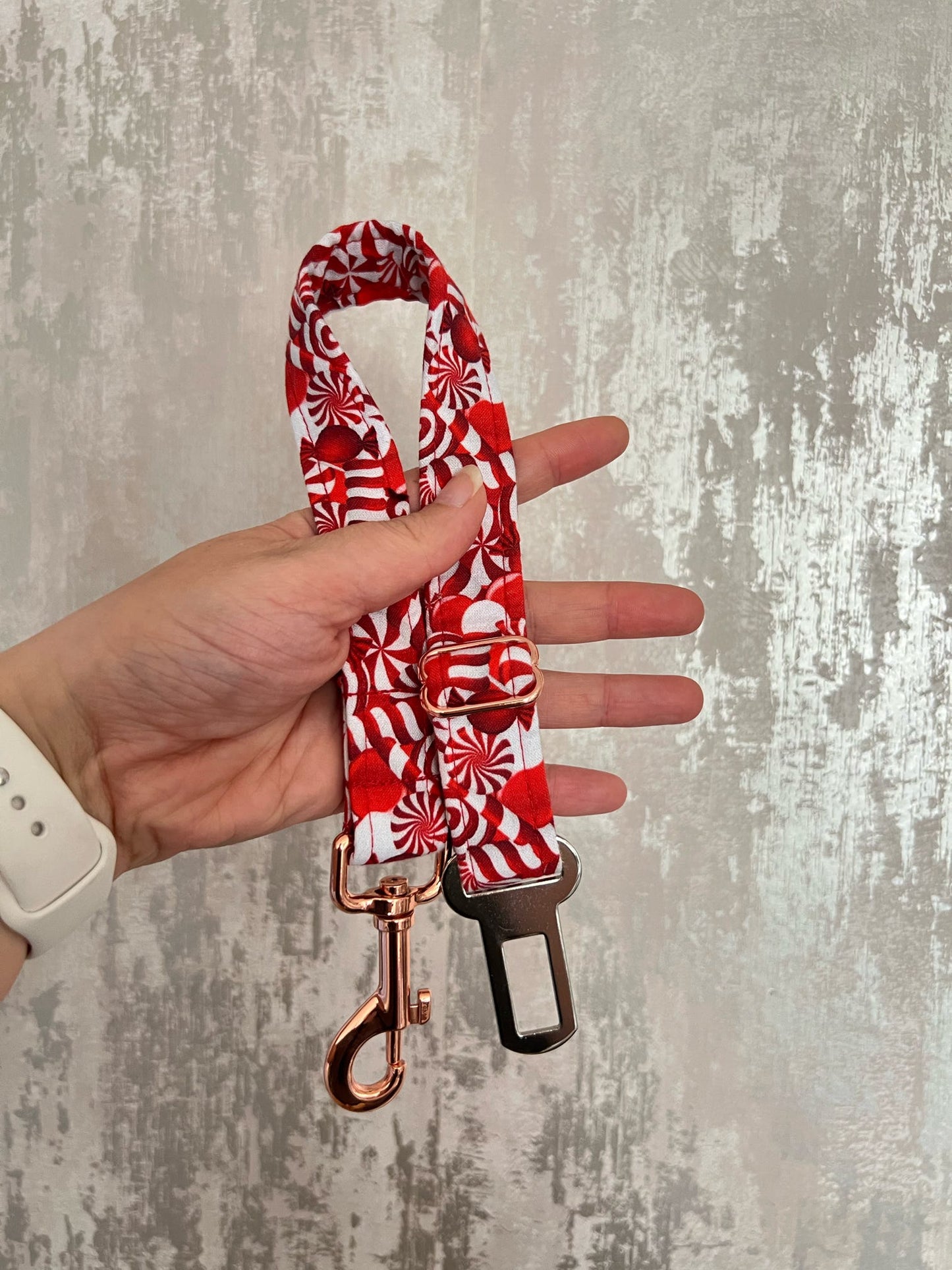 Seatbelt | Fabric - Red Candy Cane