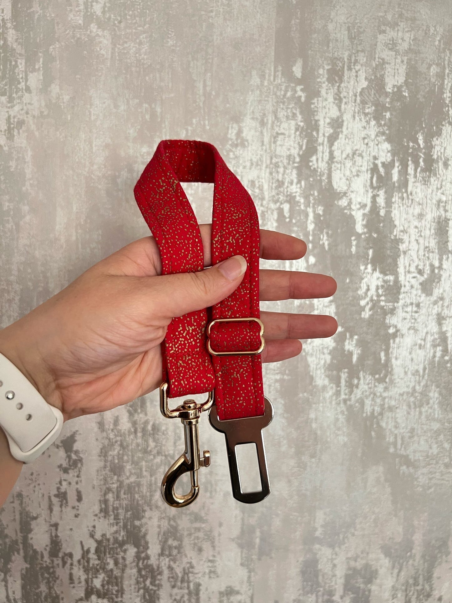 Seatbelt | Fabric - Red & Gold