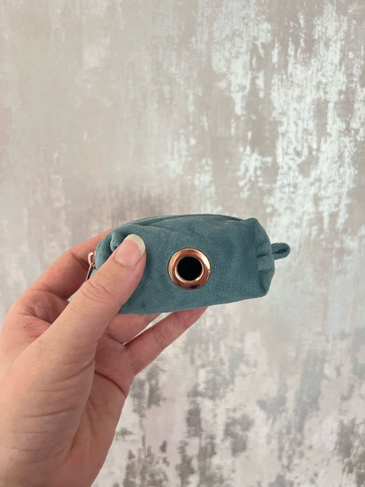 Poo Bag Holder | Fabric - Blue/Rose Gold