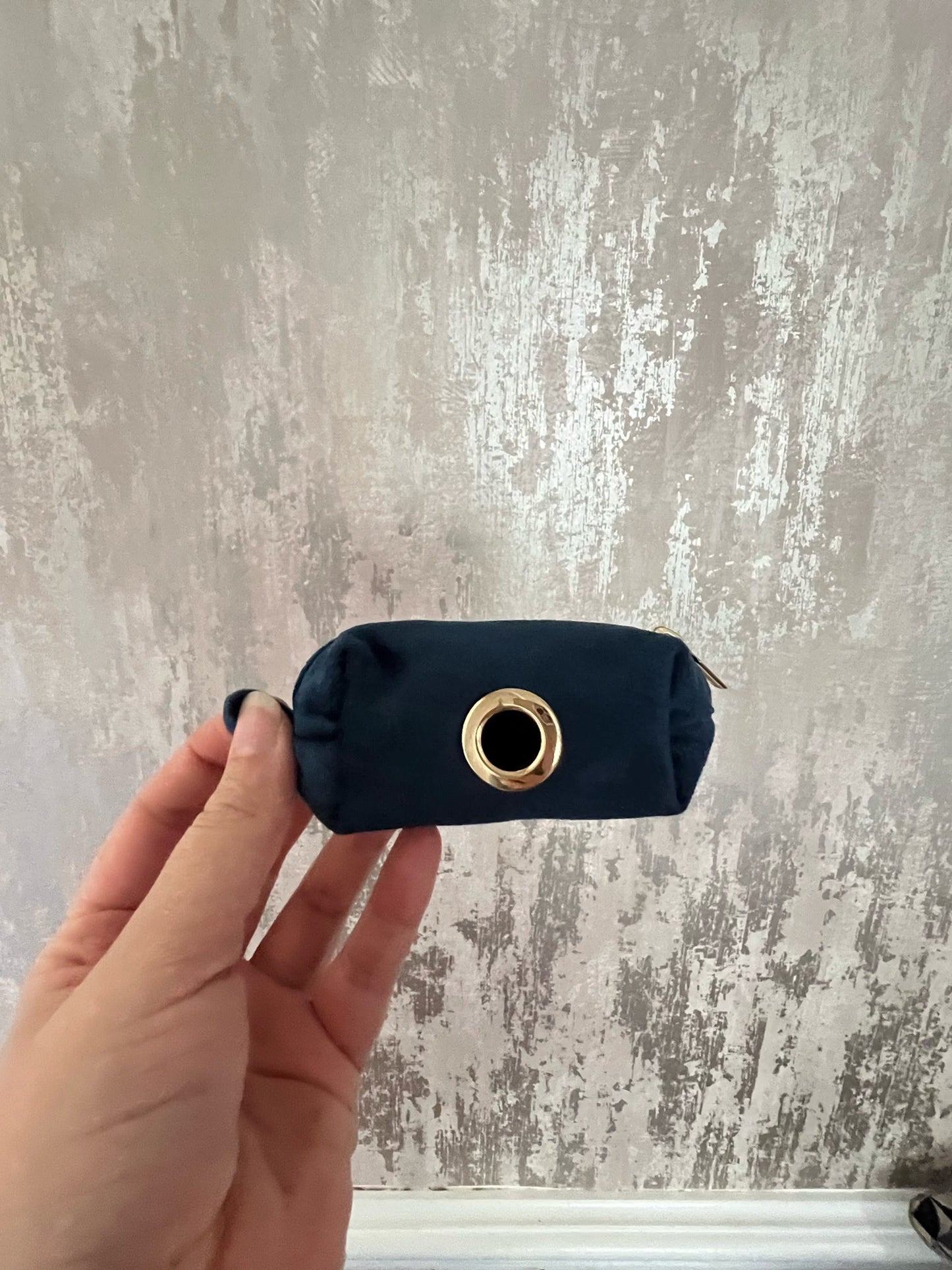 Poo Bag Holder | Fabric - Navy/Gold