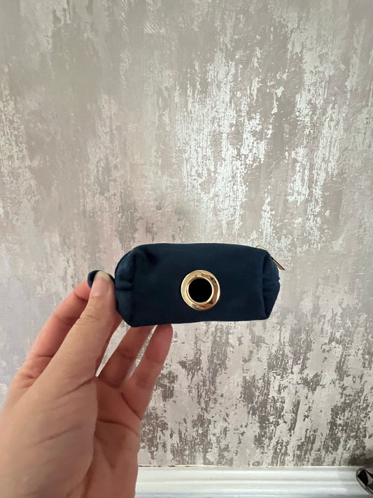 Poo Bag Holder | Fabric - Navy/Gold