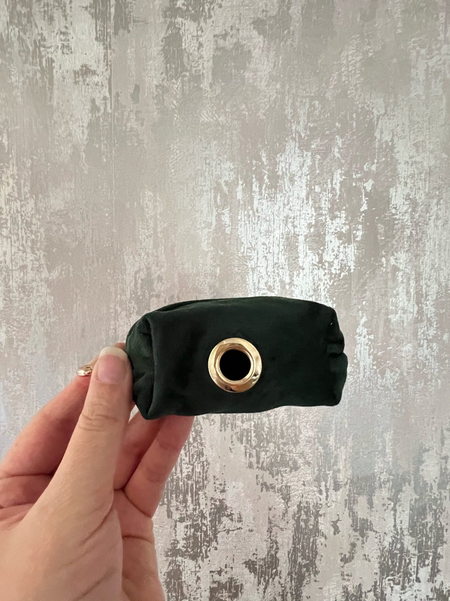 Poo Bag Holder | Fabric - Dark Green/Gold