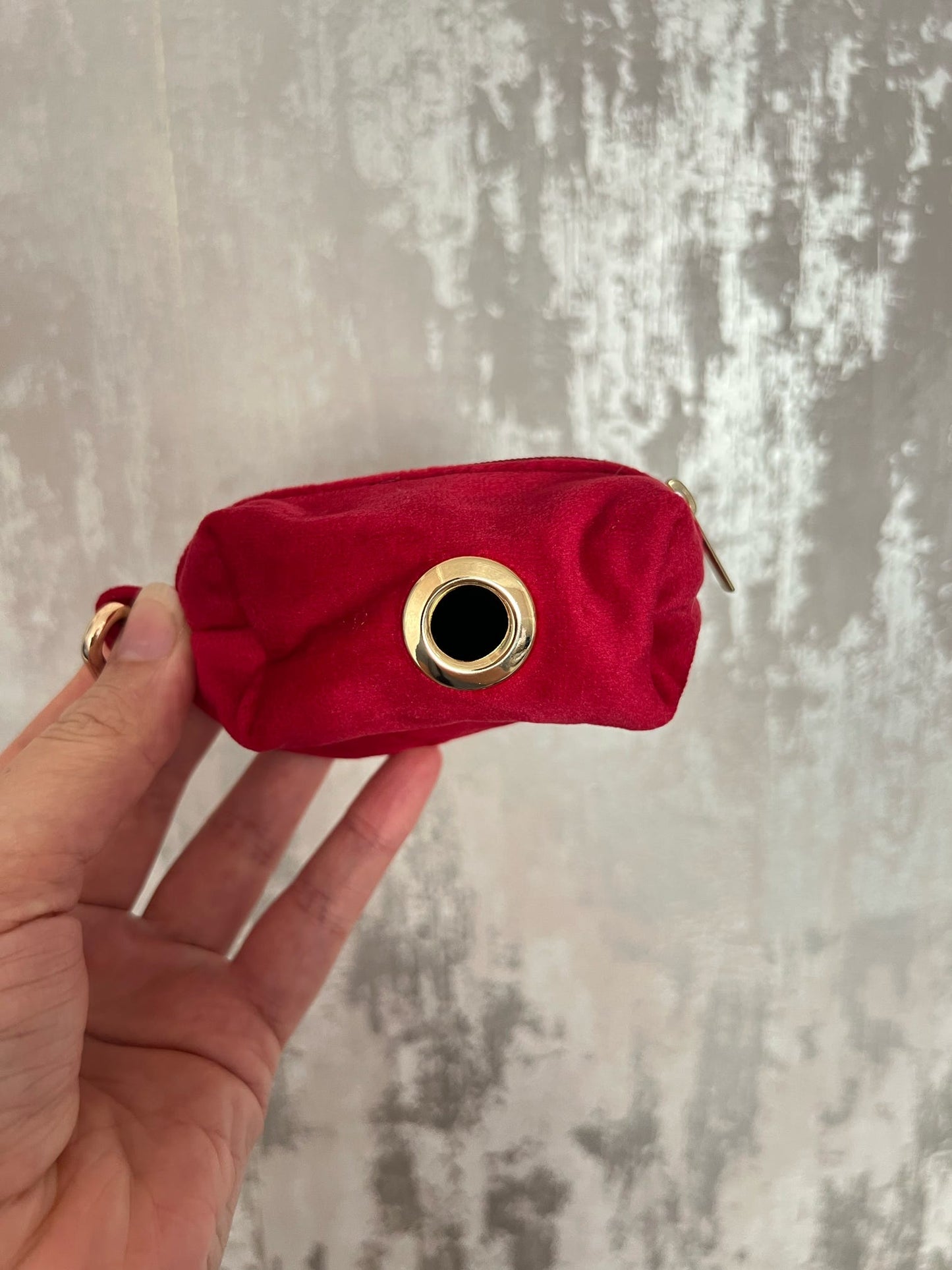 Poo Bag Holder | Fabric - Red/Gold