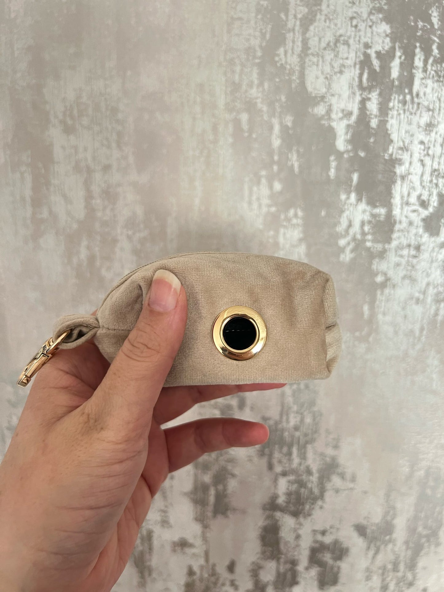 Poo Bag Holder | Fabric -  Beige/Gold