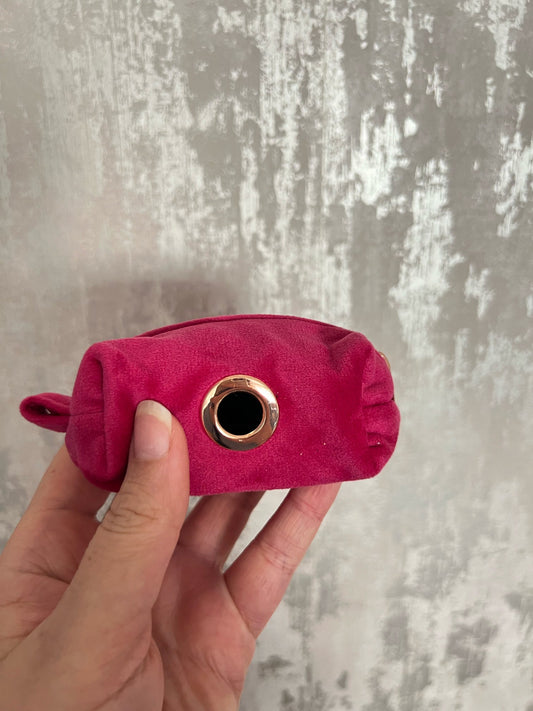 Poo Bag Holder | Fabric - Hot Pink/Rose Gold