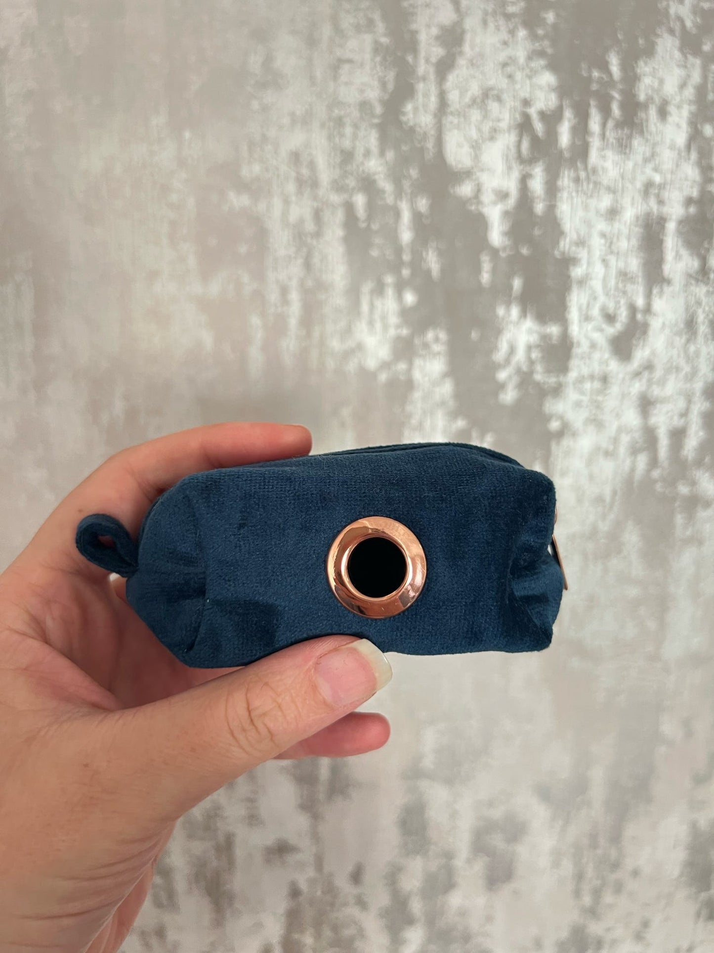 Poo Bag Holder | Fabric - Navy/Rose Gold
