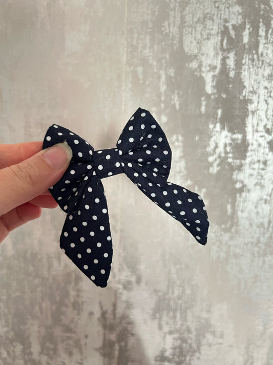 Fabric | Sailor Bow - Navy Polka Dot