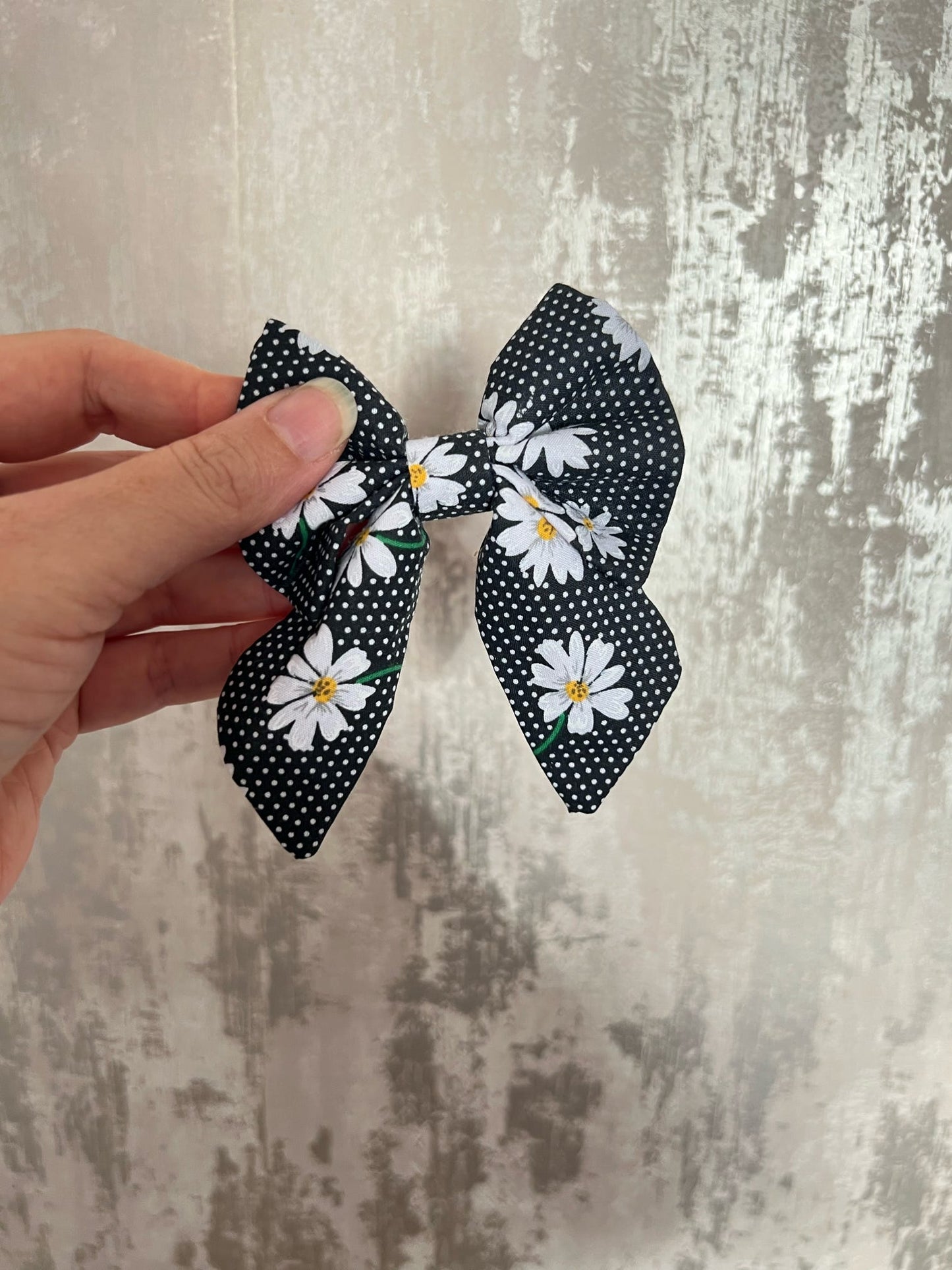 Fabric | Sailor Bow - Black Polka Dot Daisys