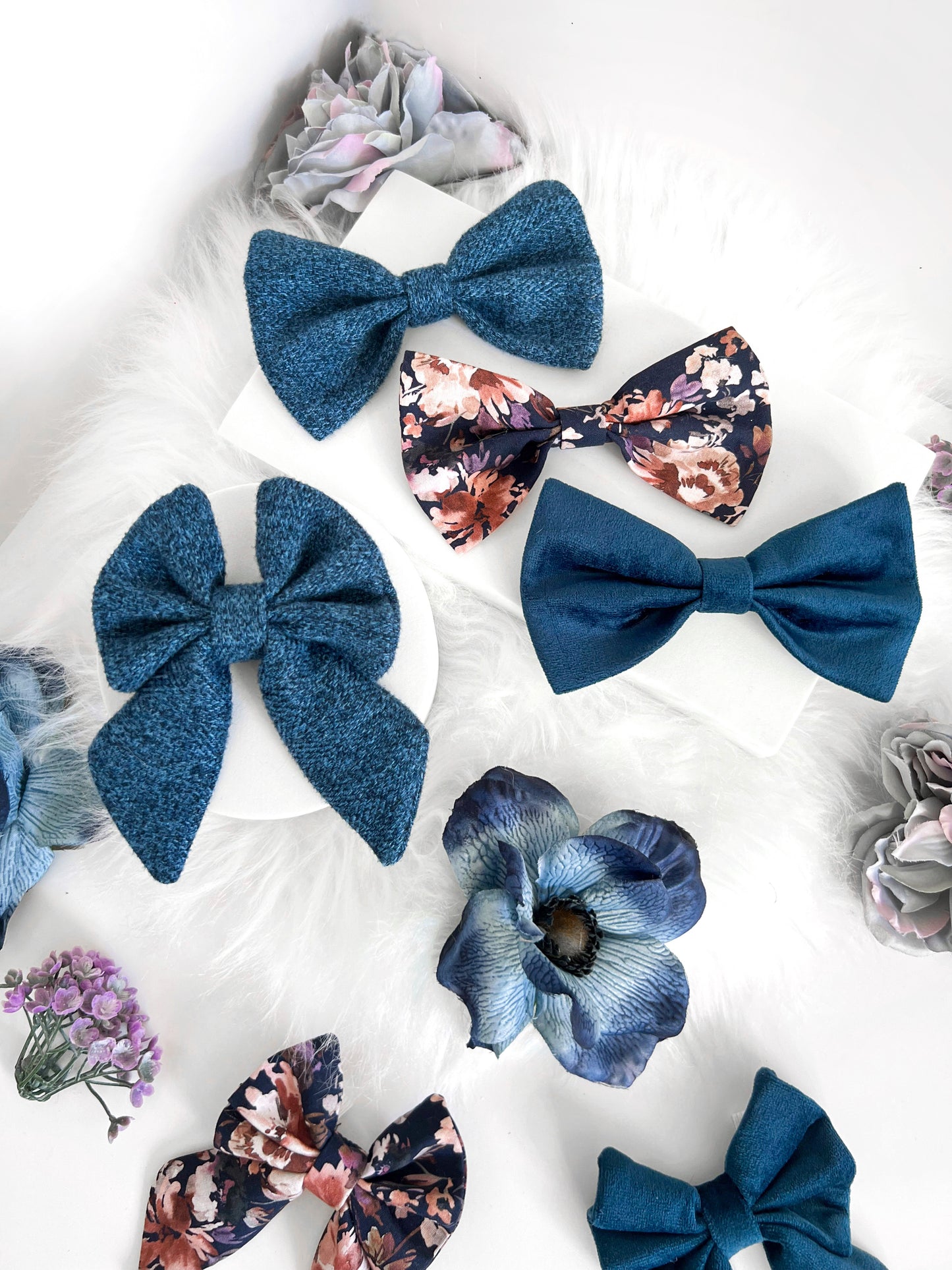 Bows - Navy Autumn Blooms