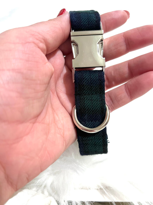 SALE Collar | Fabric - Navy Tartan