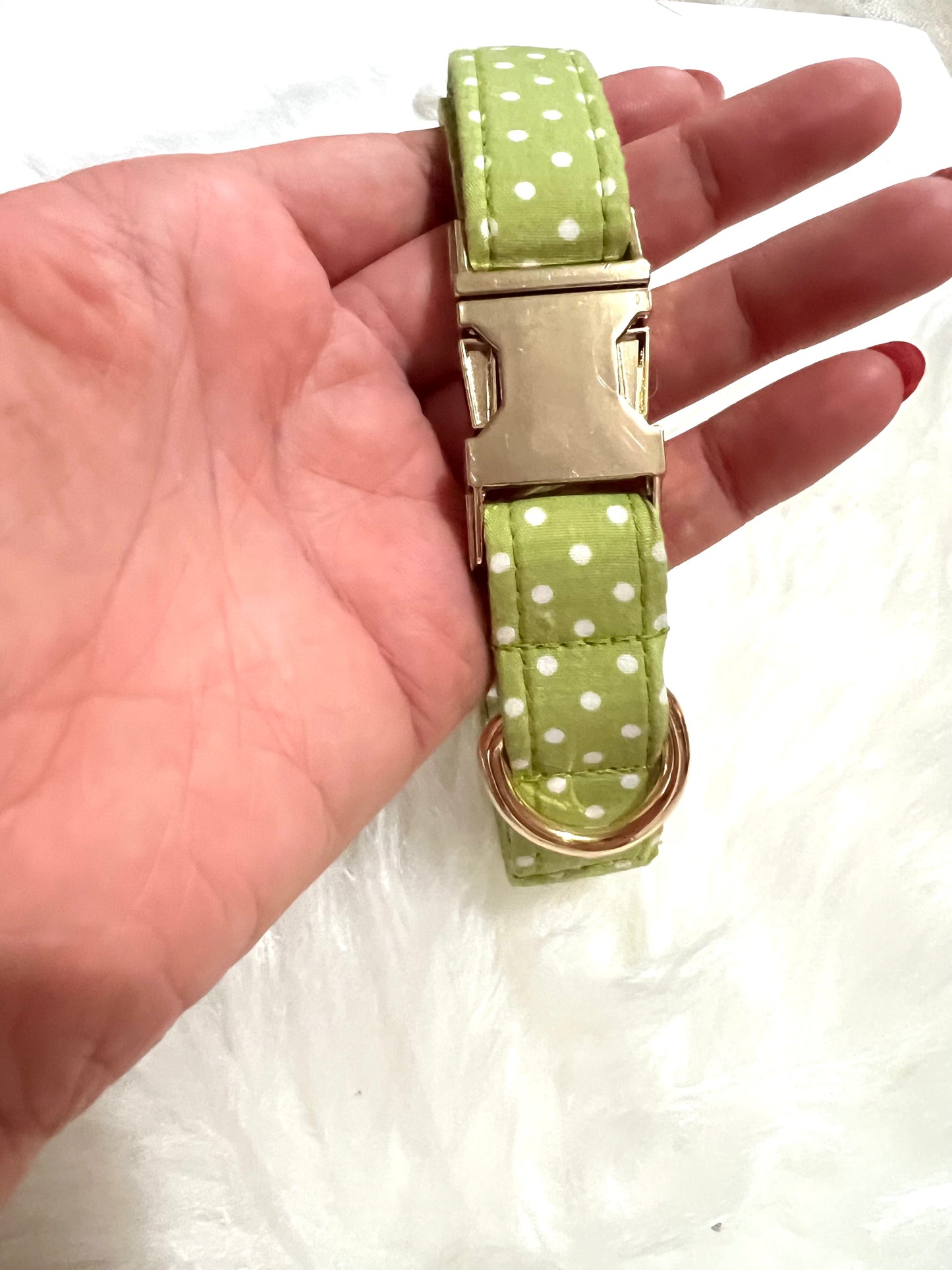 SALE Collar | Fabric - Lime Polka Dot