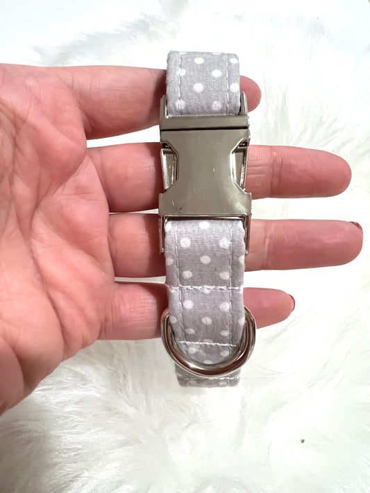 SALE Collar | Fabric - Grey Polka Dot